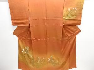 短冊に御所車・草花模様刺繍訪問着